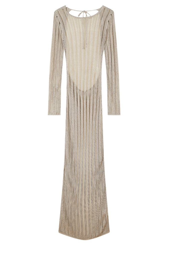 Open Back Longsleeve Knit Maxi Dress