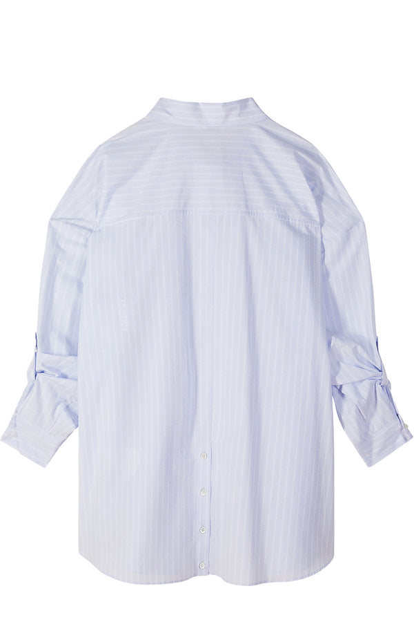 Pinstriped Cotton Shirt Dress