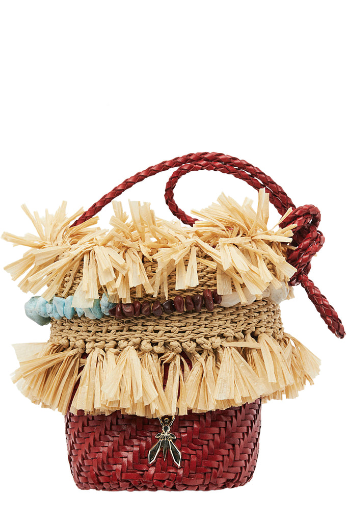 Rafia And Leather Bucket Bag