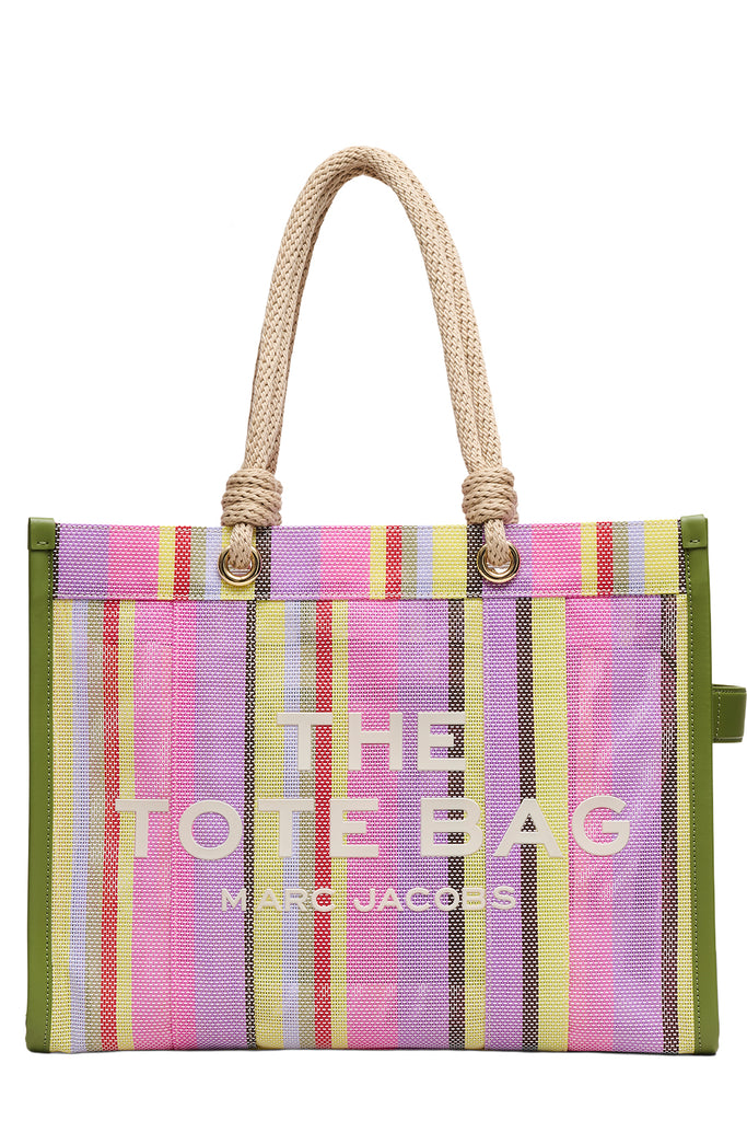 The Large Stripe Mesh Rope Tote Bag