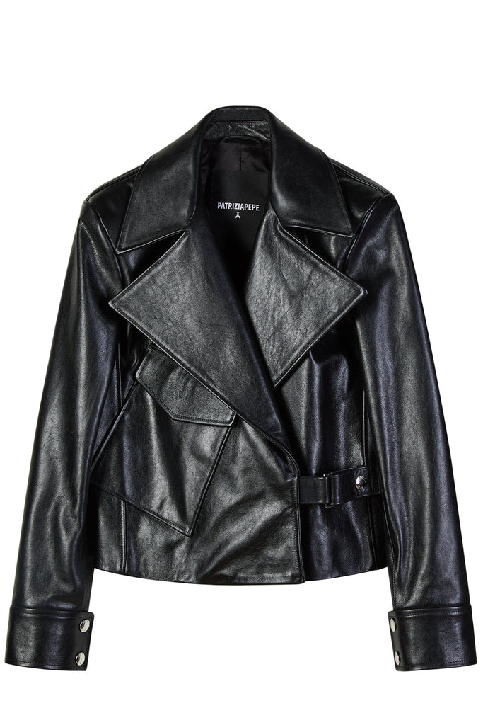 Pocket Detail Leather Jacket