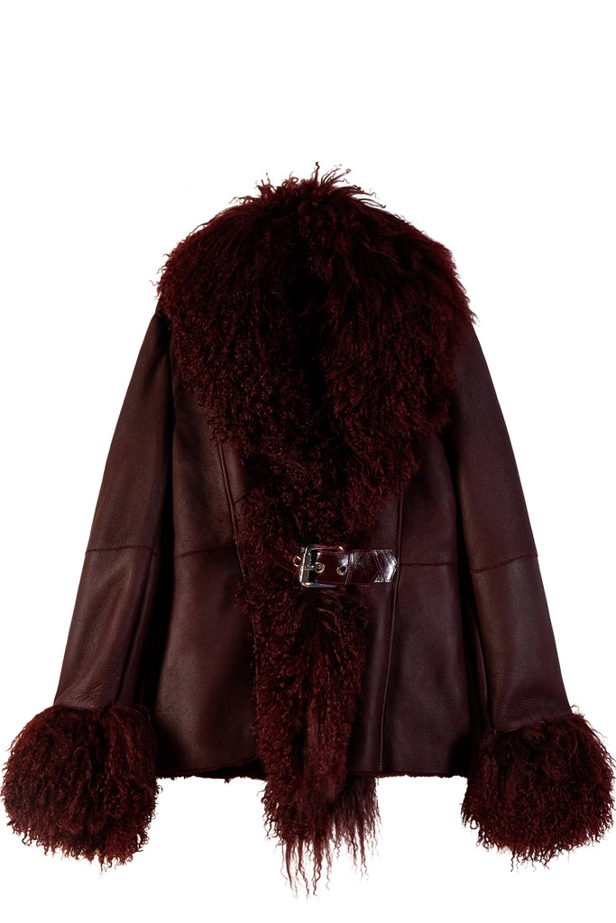 Fur Trim Leather Coat
