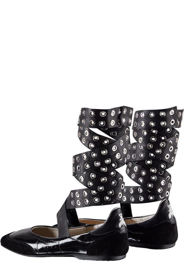 Studded Wrap Around Ballet Flats