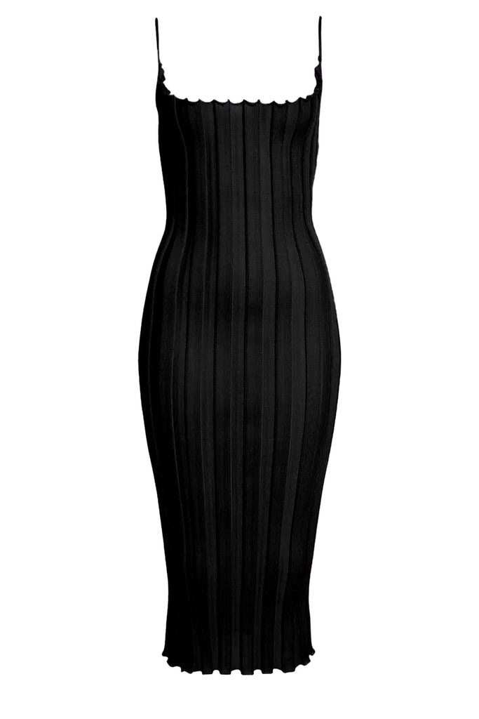 The Katrine long organic cotton-blend tube dress in black color from the brand A. ROEGE HOVE