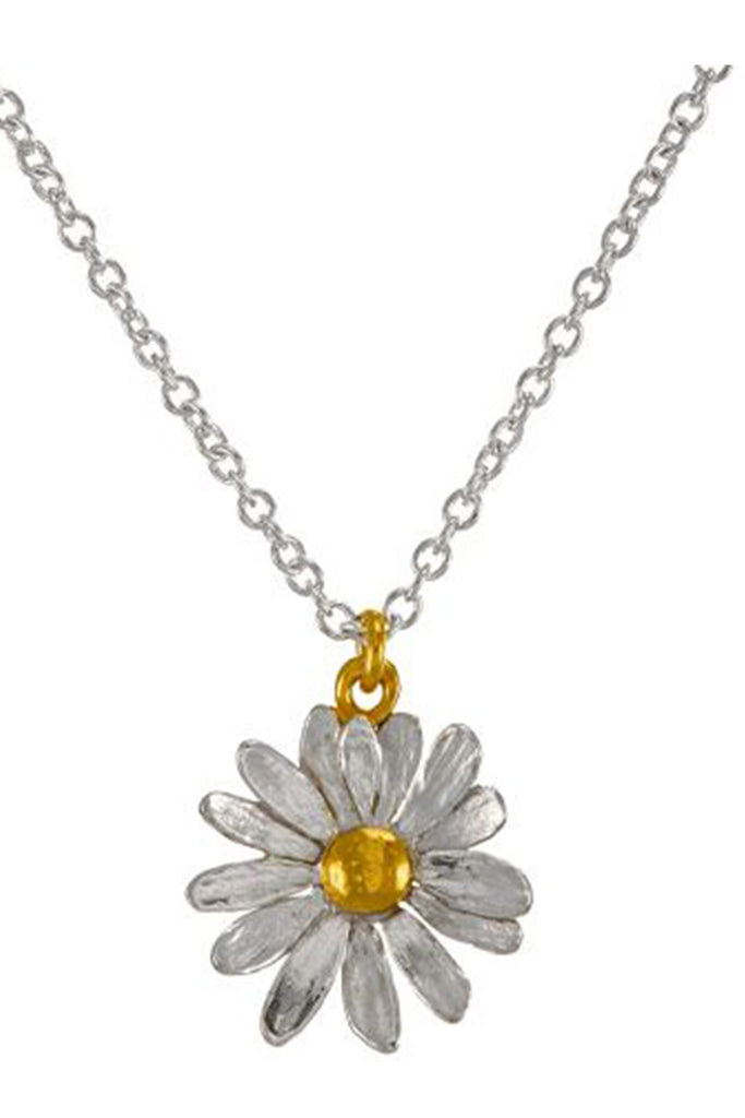 The Daisy necklace in silver and gold colours from the brand ALEX MONROE