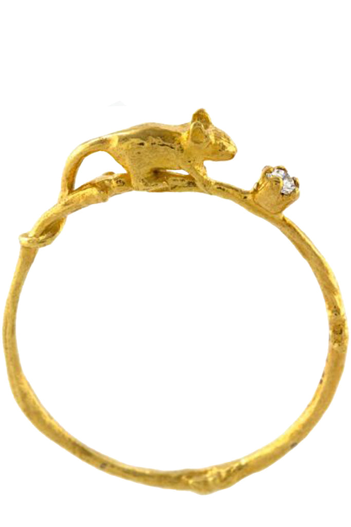 The Mouse & Diamond ring in gold colour from the brand ALEX MONROE
