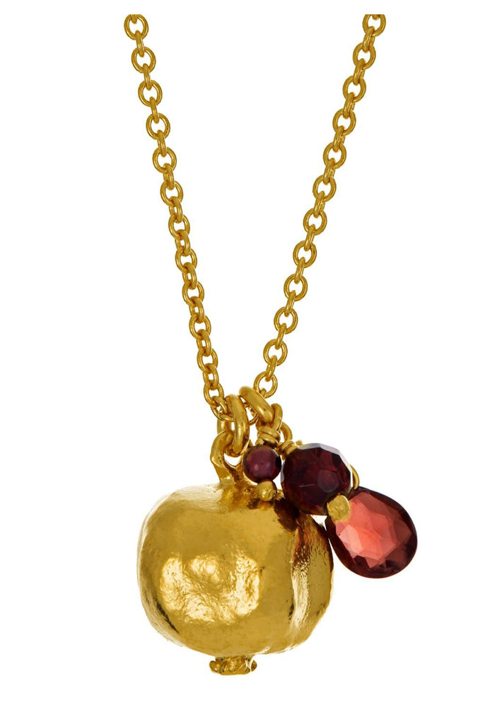 The pomegranate garnet cluster necklace in gold colour from the brand ALEX MONROE