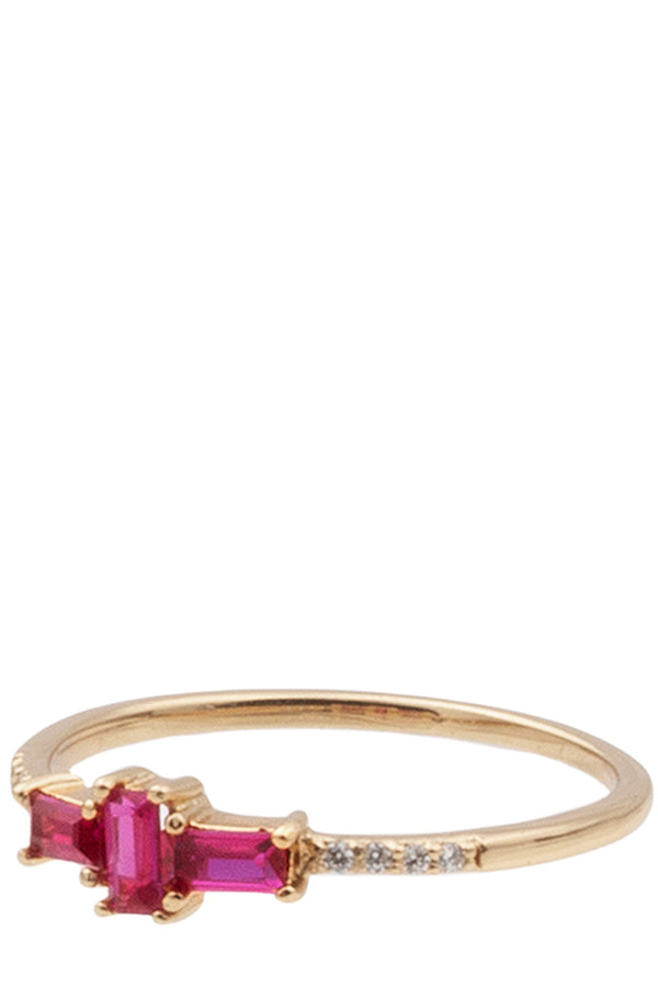 The cross ring in pink and gold colours from the brand ALL THE LUCK IN THE WORLD