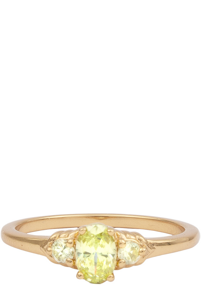 The Oval small ring in gold and lime colours from the brand ALL THE LUCK IN THE WORLD.