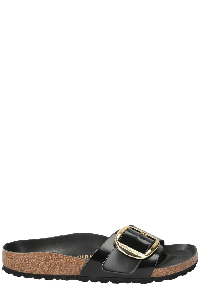The Madrid High Shine Leather Buckle-Fastened Sandals in black colour from the brand BIRKENSTOCK