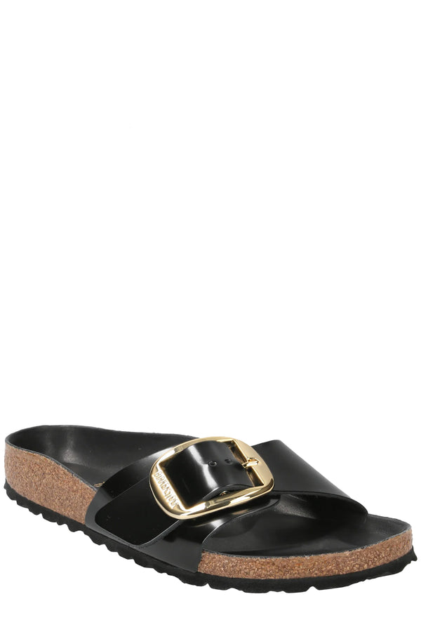 The Madrid High Shine Leather Buckle-Fastened Sandals in black colour from the brand BIRKENSTOCK