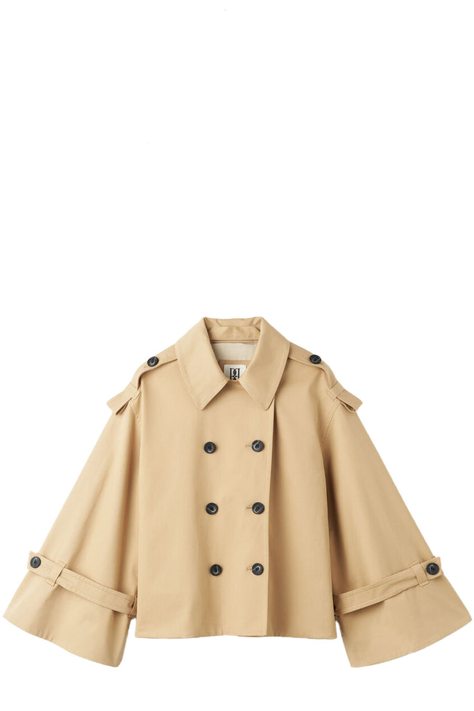 The Alisandra Double-Breasted Trench Jacket in sand colour from the brand BY MALENE BIRGER