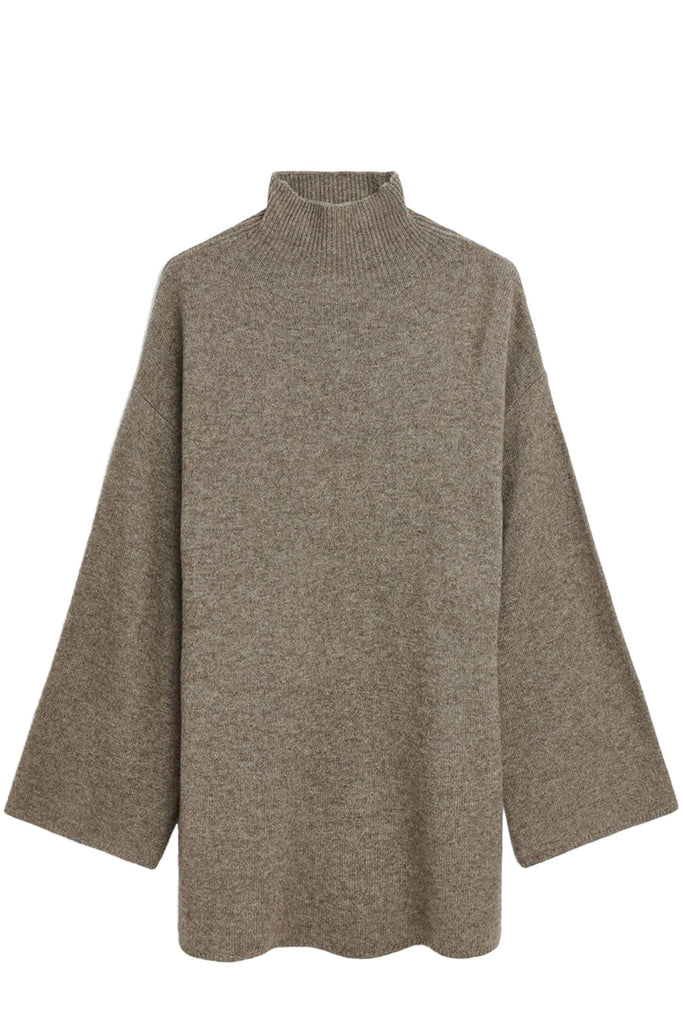 The Camira oversize turtleneck wool-blend sweater in beige color from the brand BY MALENE BIRGER