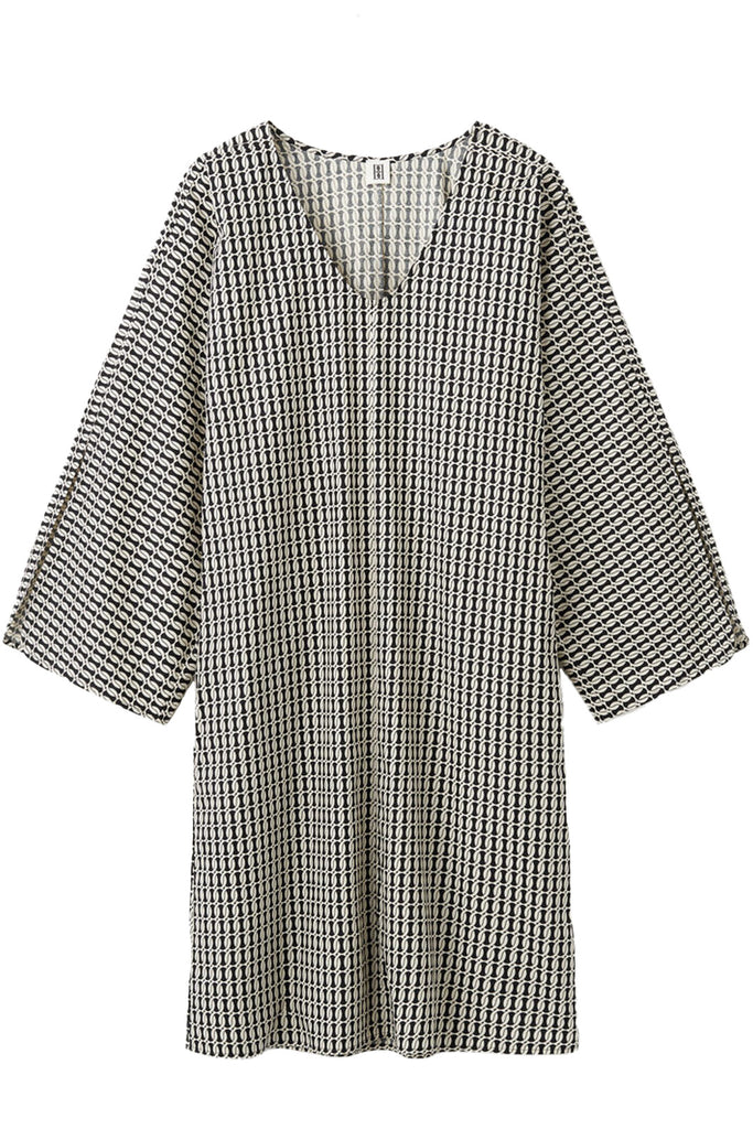 The Ceila Organic-Cotton Mini Dress in black and white colours from the brand BY MALENE BIRGER