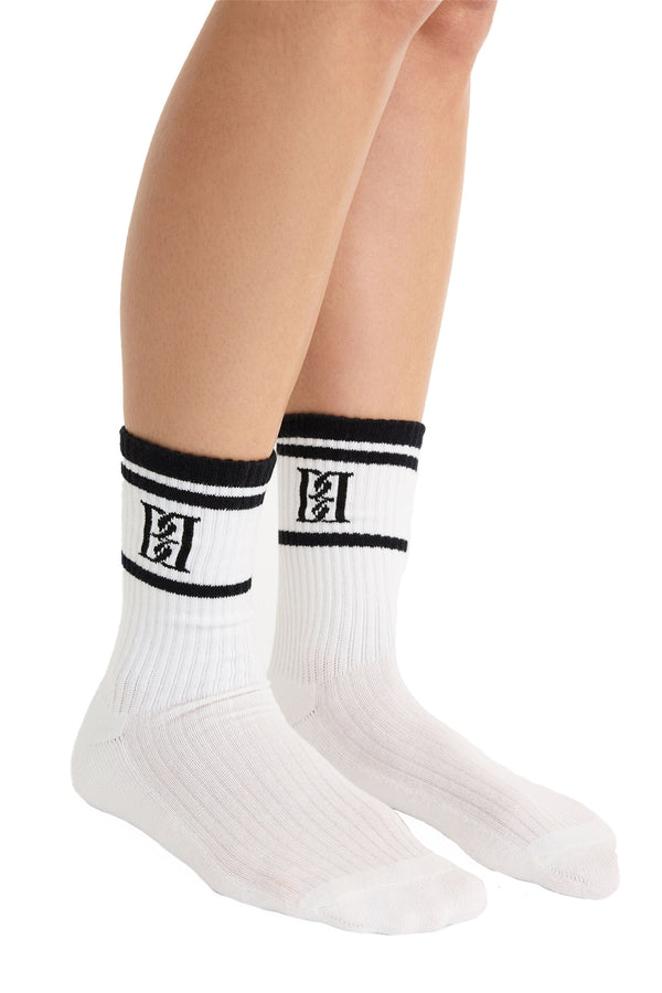 The Leilana Logo-Knit Socks in soft white colour from the brand BY MALENE BIRGER