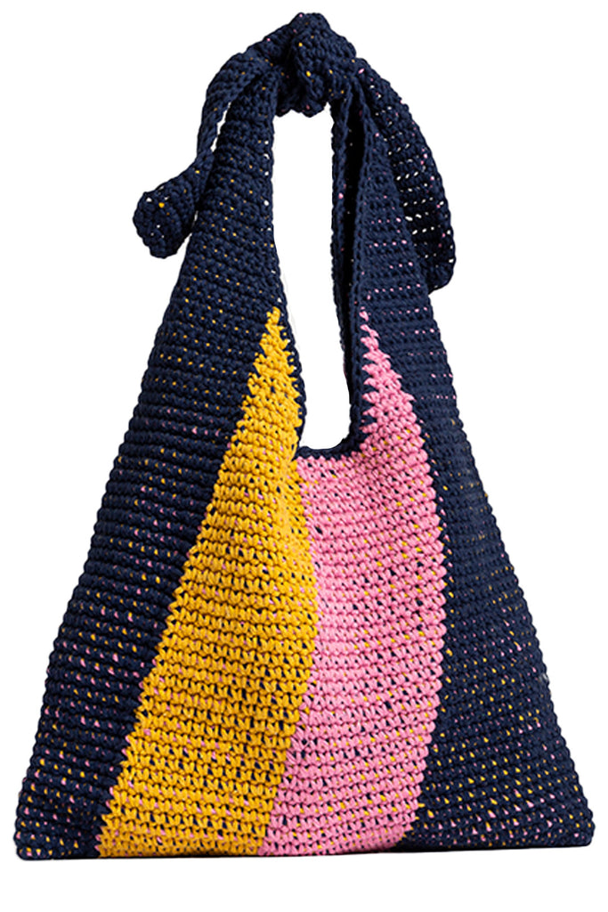 The Pekines handmade woven totebag in blue and pink colors from the brand CEFÉR