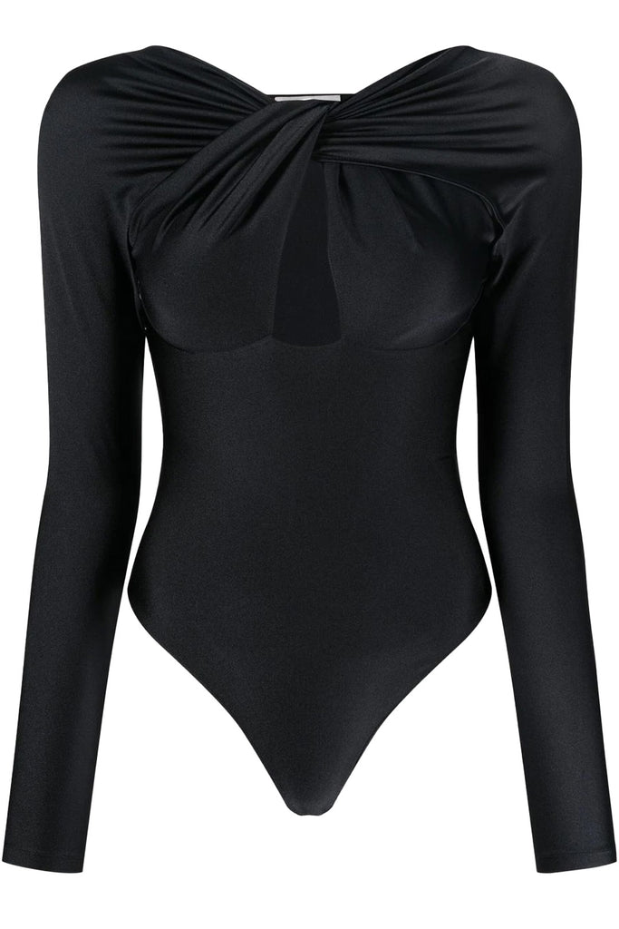 The twisted cut-out bodysuit in black color from the brand COPERNI