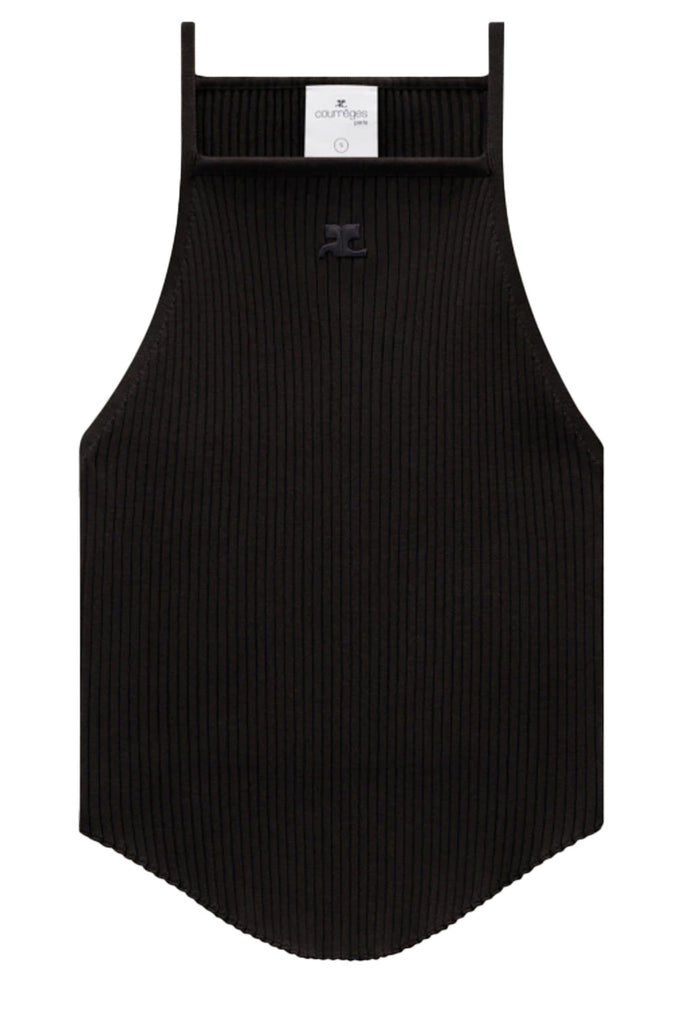 The Holistic Ribbed-Knit Pointy Tank Top in black colour from the brand COURRÈGES