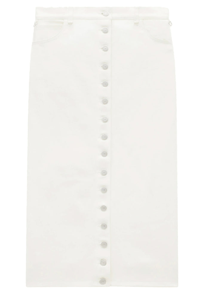 The Multiflex Denim Skirt in white colour from the brand COURRÈGES