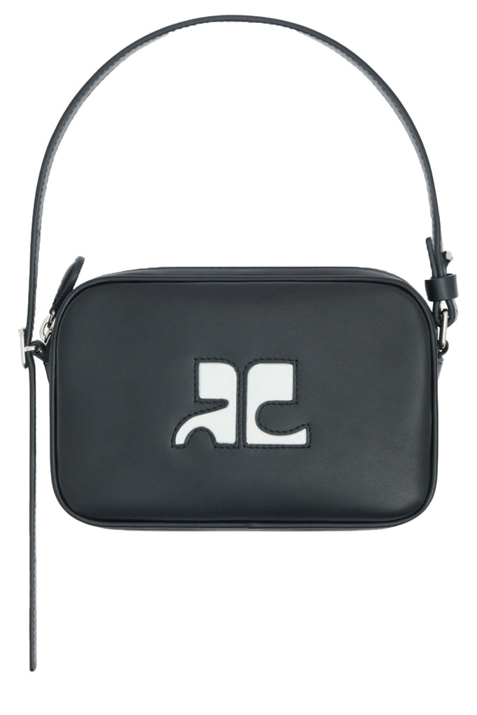 The Slim Leather Camera Bag in black colour from the brand COURRÈGES