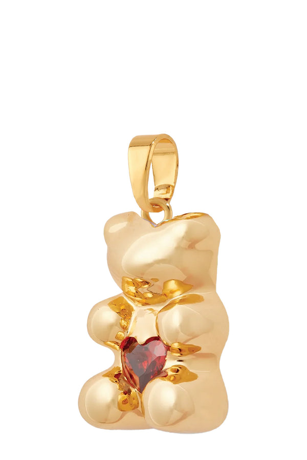 The Amore nostalgia bear pendant with classic connector in gold and red colour from the brand CRYSTAL HAZE