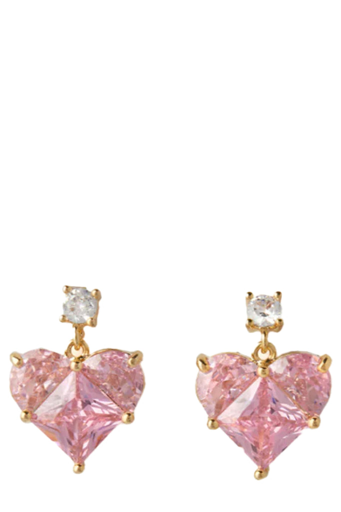 The Baby Love stud earrings in gold and pink colour from the brand CRYSTAL HAZE