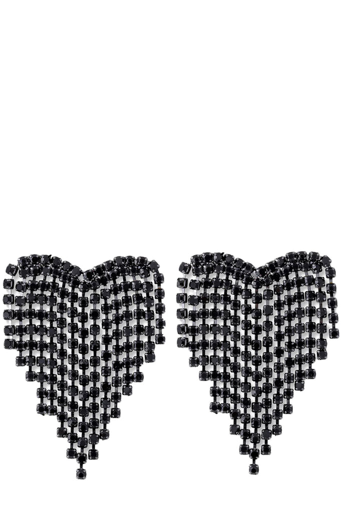 The bhw fringe heart stud earrings in black colour from the brand CRYSTAL HAZE