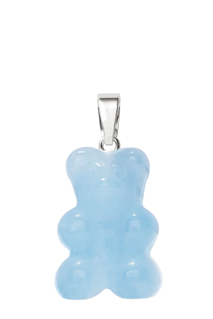 The Crystal Nostalgia Bear pendant with classic connector in silver and aquamarine colours from the brand CRYSTAL HAZE