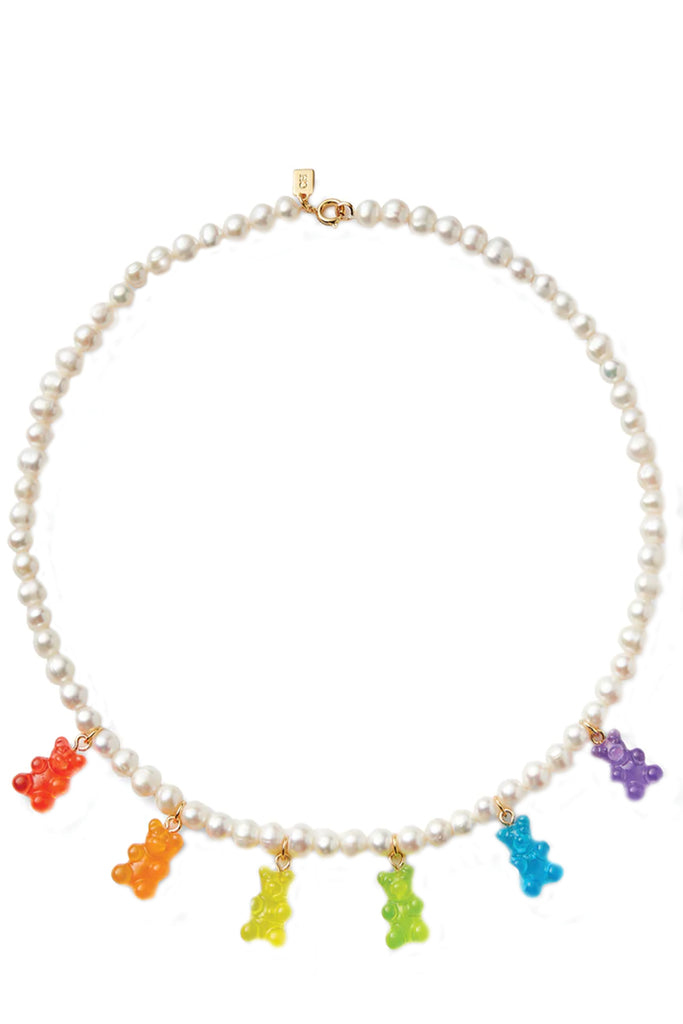 The Juanita bear pendant embellished necklace in multicolor color from the brand CRYSTAL HAZE