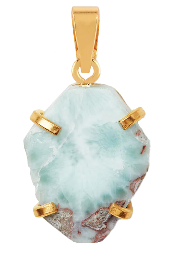 The Larimar pendant in gold and blue colours from the brand CRYSTAL HAZE