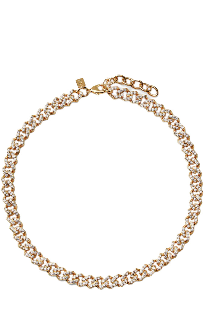 The mexican chain crystal embellished necklace in gold and clear colour from the brand CRYSTAL HAZE