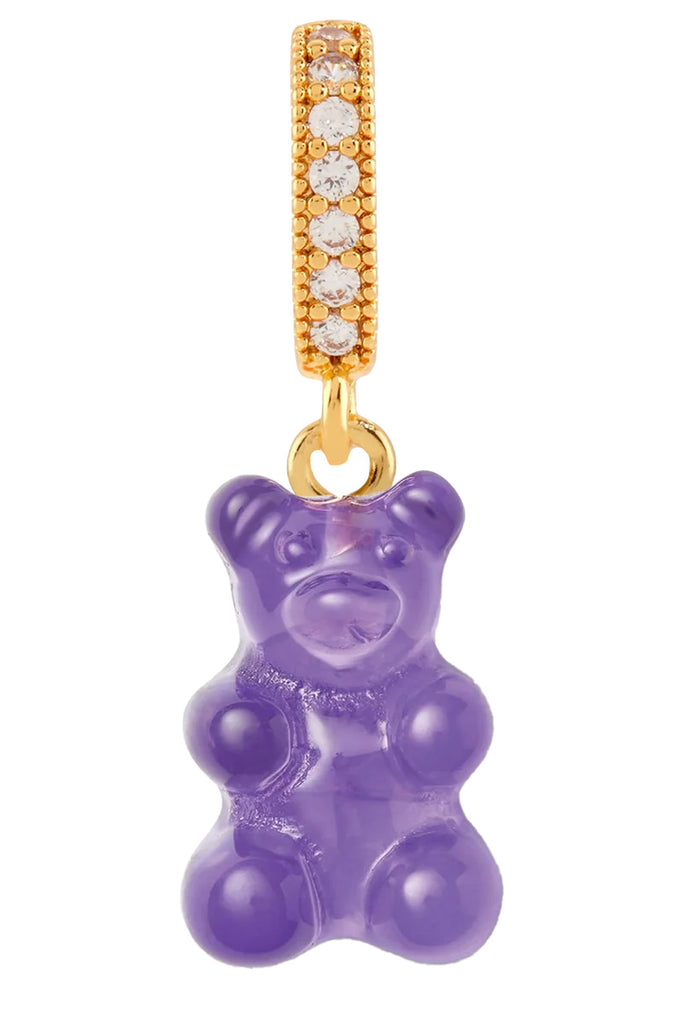 The Nostalgia Bear pendant with pave connector in gold and plum colours from the brand CRYSTAL HAZE
