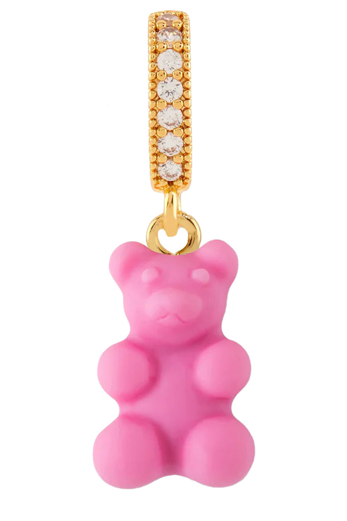 The Nostalgia Bear pendant with pave connector in gold and Elle Woods colours from the brand CRYSTAL HAZE