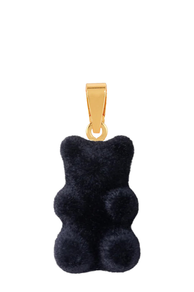 The velvet nostalgia bear pendant with classic connector in gold and black colour from the brand CRYSTAL HAZE
