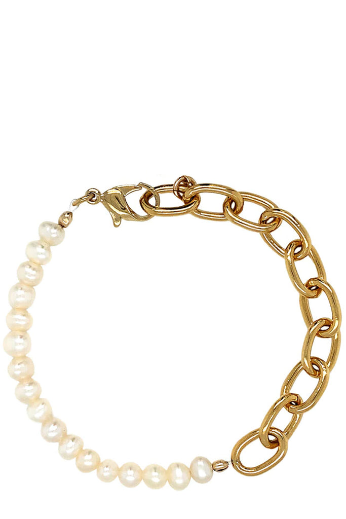 The Tokyo link-chain pearl bracelet in gold color from the brand GISEL B.