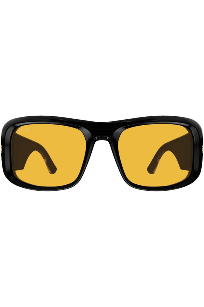 The interlocking-G rectangle-frame sunglasses in black colour and yellow lenses from the brand GUCCI