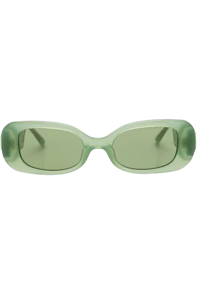 The LF X Nima Benati the Lola oval gemstone-frame sunglasses in green colour from the brand LINDA FARROW
