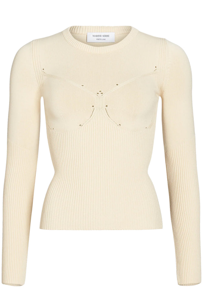 The ribbed-knit long-sleeve top in beige color from the brand MARINE SERRE