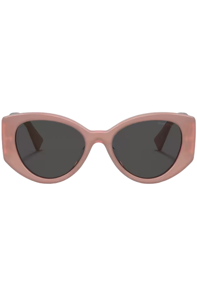 The oval bold-temple logo-detail sunglasses from the brand MIU MIU