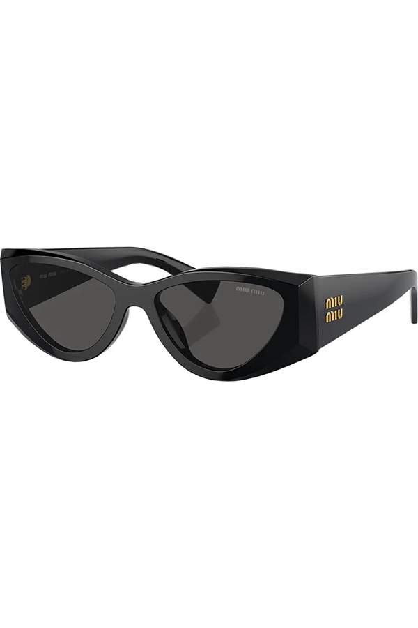 Oval Cat-Eye Logo Detail Black Sunglasses