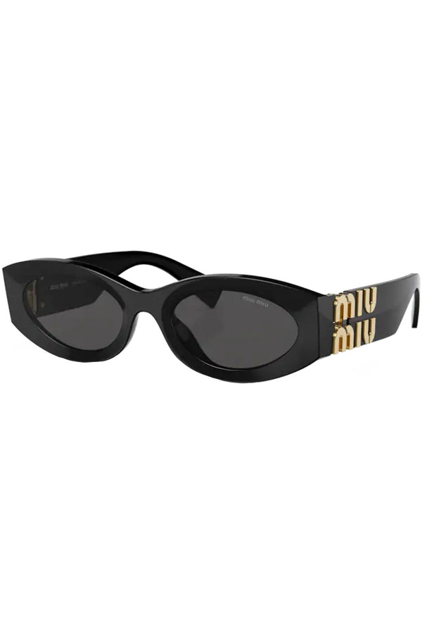 The oval metal logo-hinge bold-temple sunglasses from the brand MIU MIU