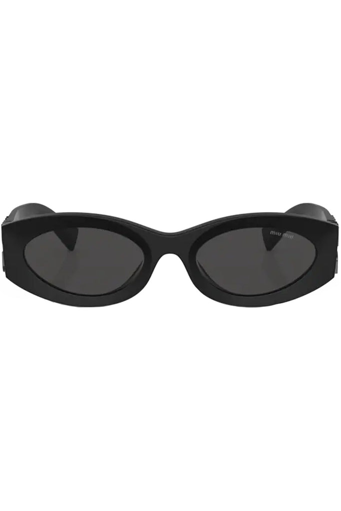 The oval metal logo-hinge bold-temple sunglasses from the brand MIU MIU