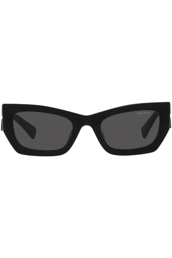 The Square-Frame Bold-Temple Sunglasses in black colour with grey lenses from MIU MIU