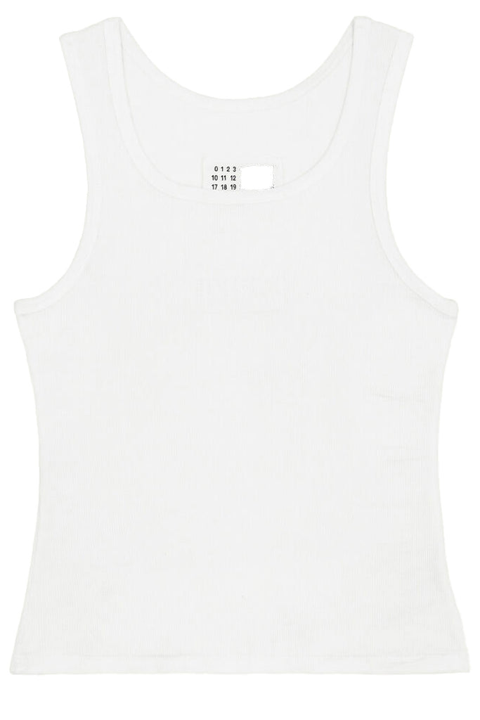 The ribbed-knit tank top in white colour from the brand MM6 MAISON MARGIELA