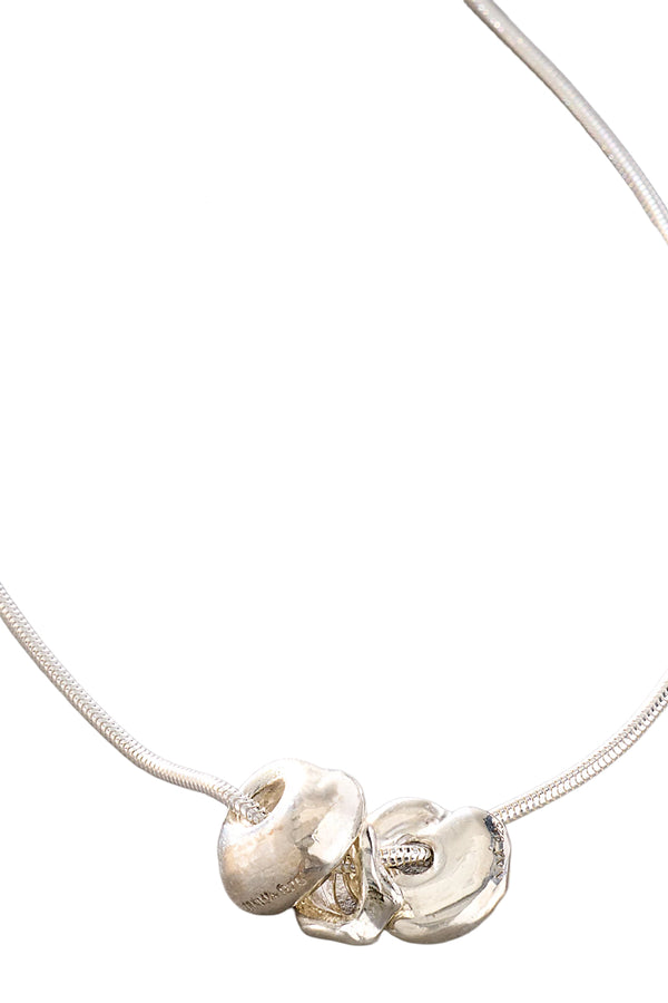 Planetary Spiral Shell Silk Necklace Set With Snake Chain