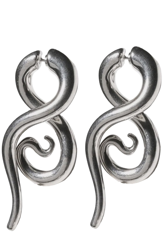 The Boa medium earrings in silver colour from the brand PANCONESI