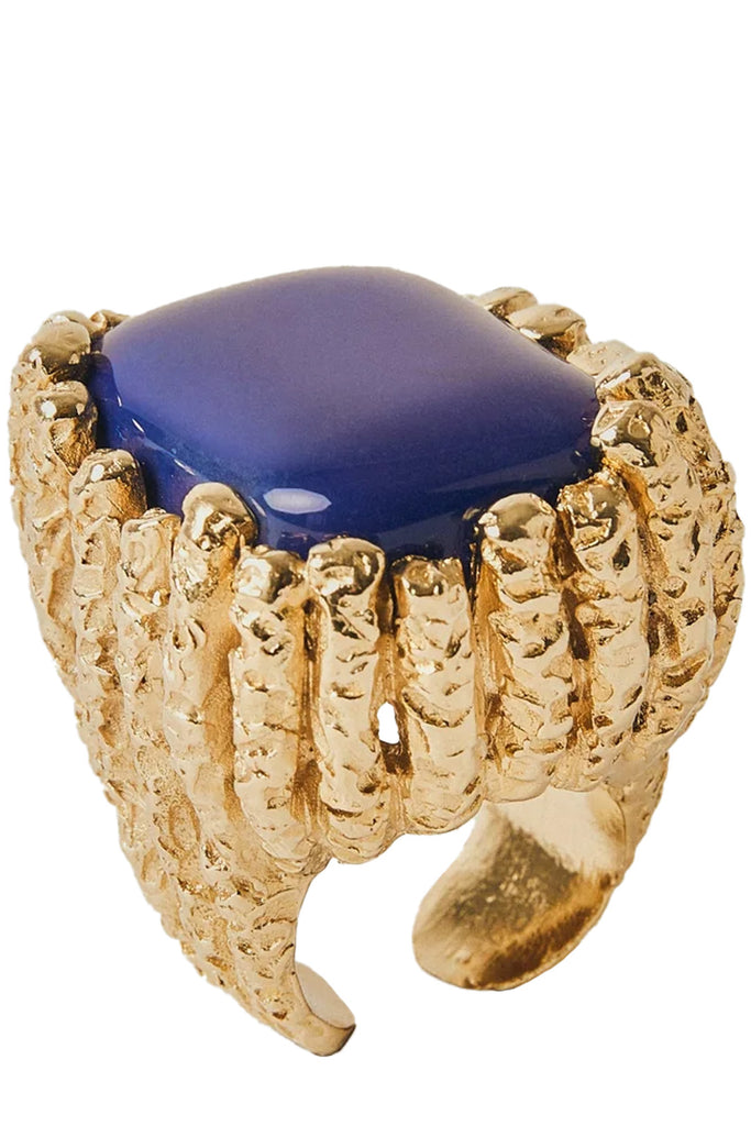 The Bosco ring in gold and blue colours from the brand PAOLA SIGHINOLFI