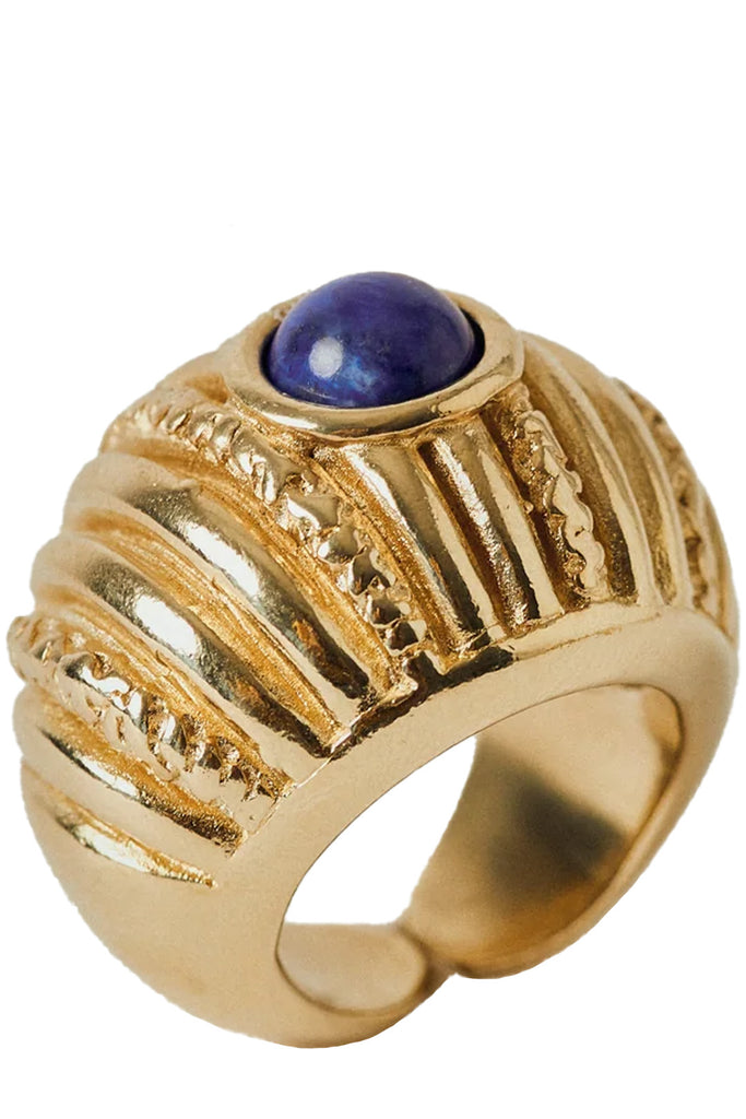 The Reef ring in gold and blue colours from the brand PAOLA SIGHINOLFI