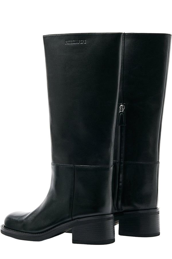 Daily Square Leather Knee Boots