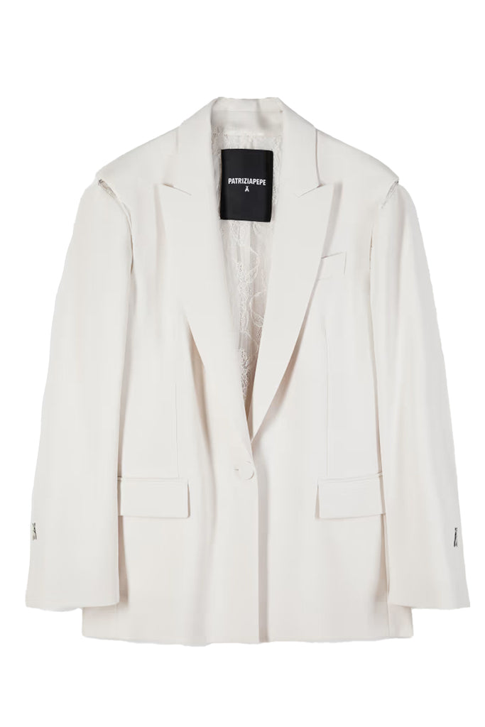 Oversized Cut-Out Detail Crepe Blazer
